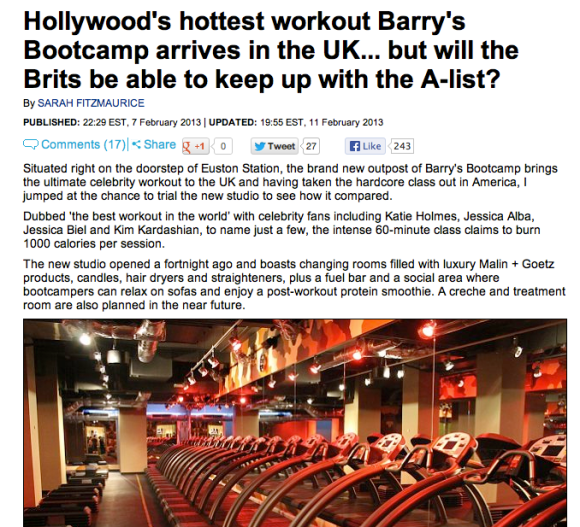 What it's like to work out with me in London, courtesy of MailOnline.com 